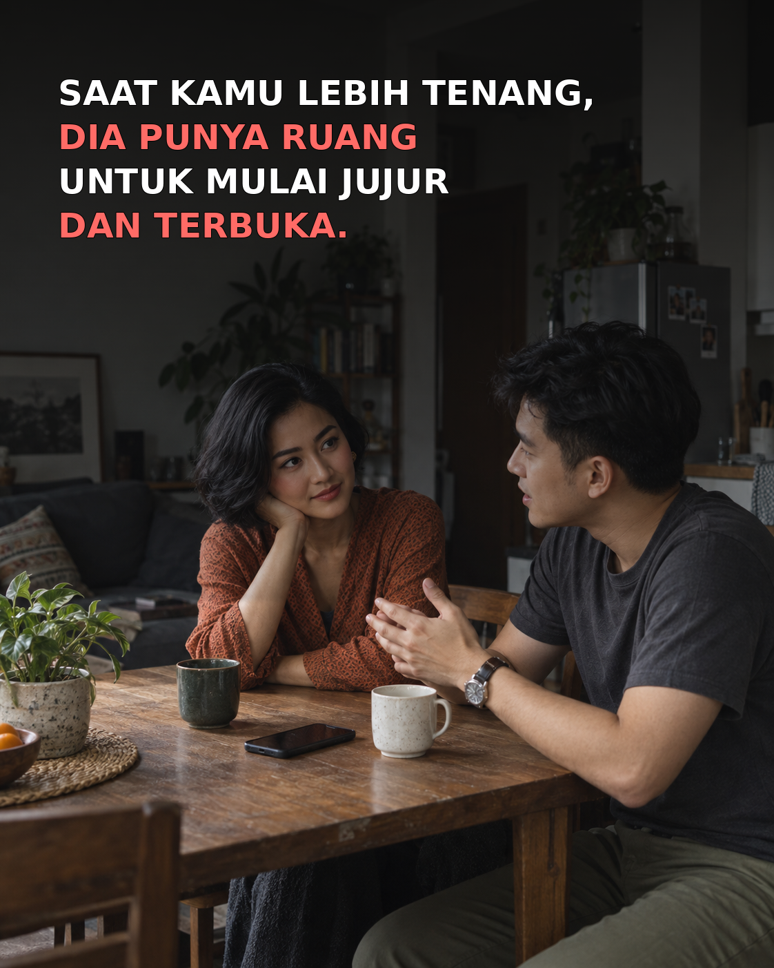 Komunikasi yang tenang memberi pasangan ruang untuk terbuka