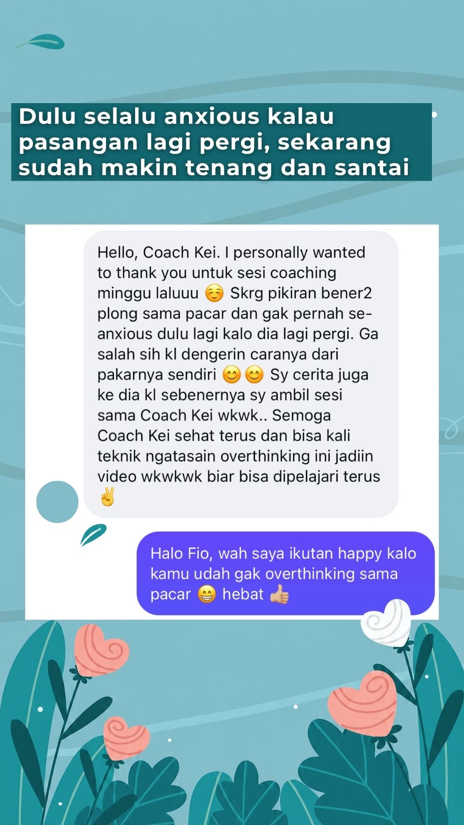 Testimoni program stop overthinking pertama
